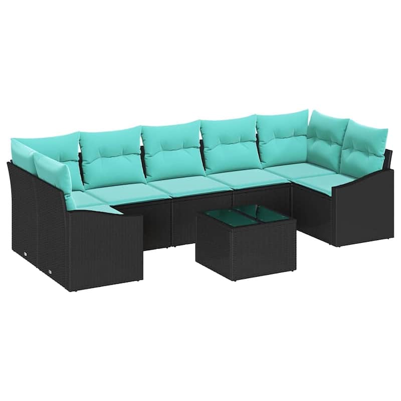 vidaXL 8 Piece Garden Sofa Set with Cushions - 113.8×48.6×27.2