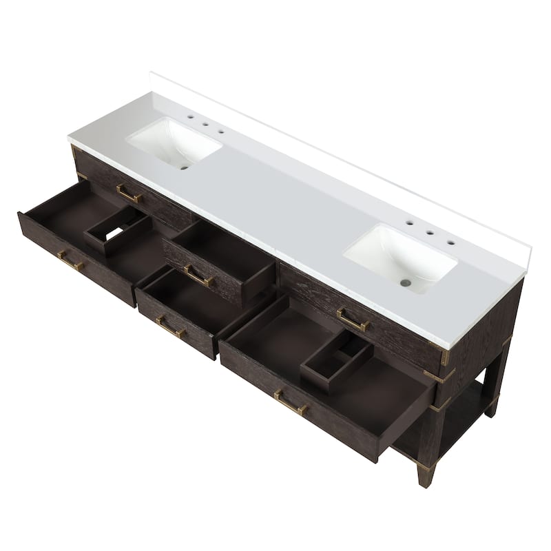 Norwalk 60 in W x 22 in D Black Oak Double Bath Vanity and Cultured Marble Top