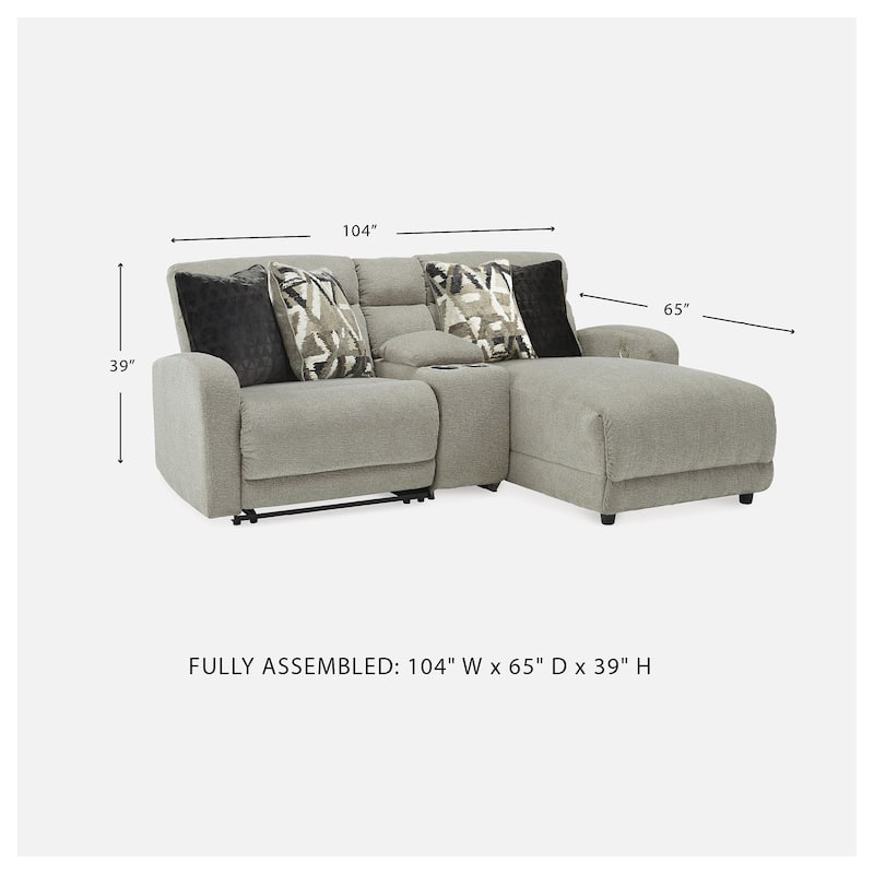 Signature Design by Ashley Colleyville Gray 3-Piece Power Reclining Sectional with Chaise - 104"W x 65"D x 39"H