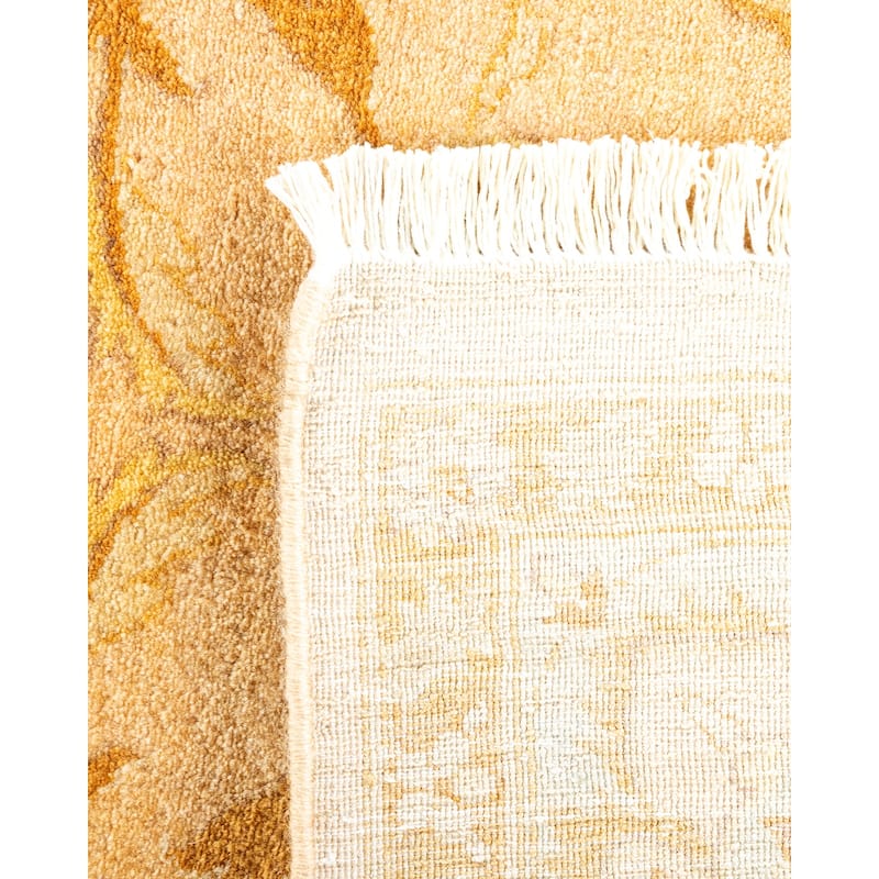 Overton Handknotted Wool Traditional Oriental Beige Area Rug - 6' x 9'