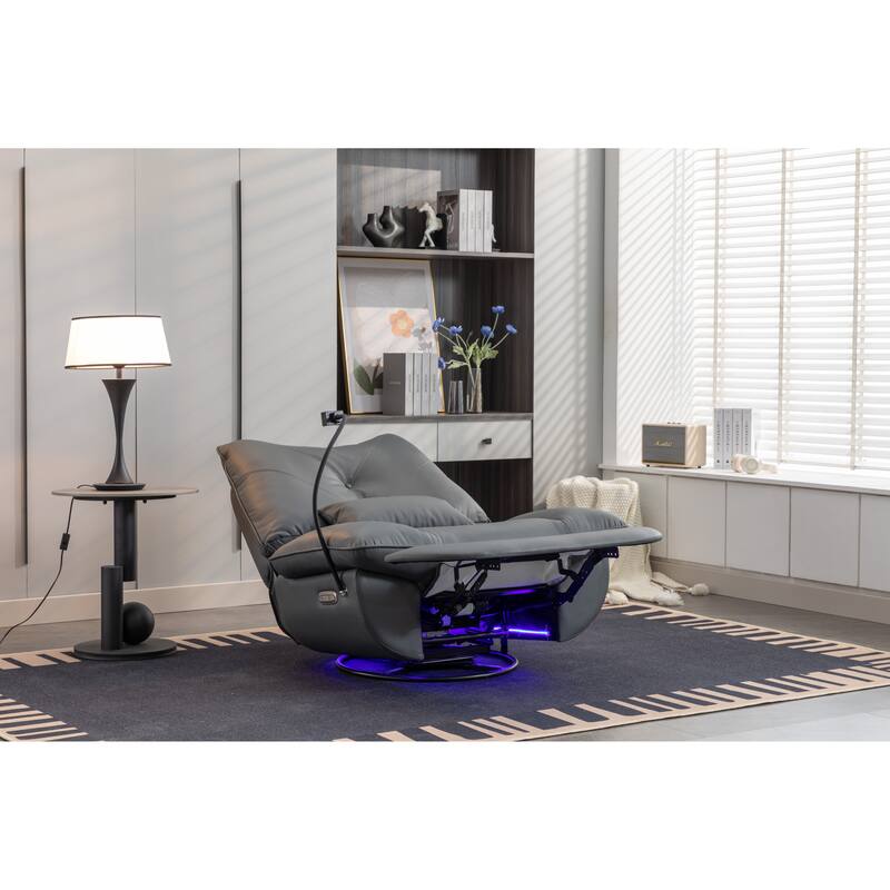 270° Swivel Glider Recliner Chair, Power Recliner with USB Port, Atmosphere Lamp