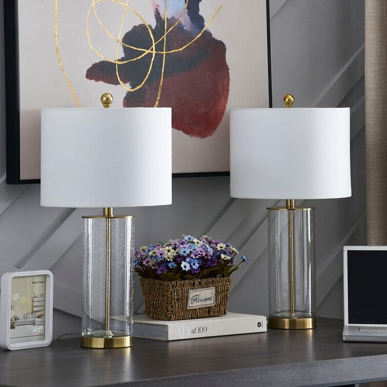 23.75" Clear Glass Table Lamp Set (Set of 2) - 13*13*23.75 - Gold