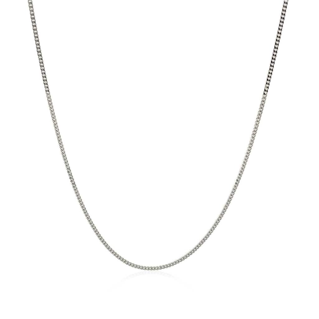 MayaMila 14k Solid White Gold Gourmette Chain Necklace 1.0mm