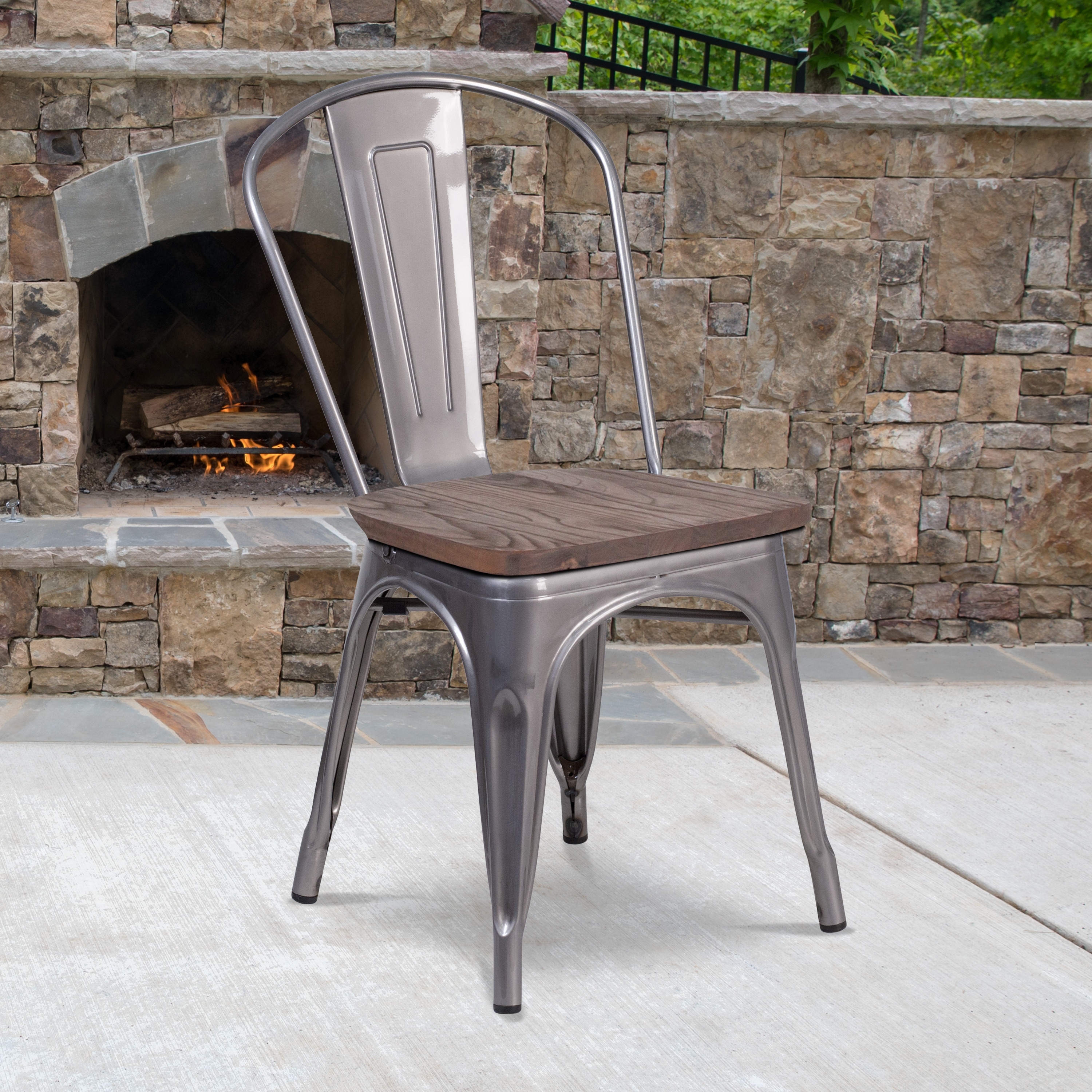 Metal farmhouse chairs with wood seats best sale