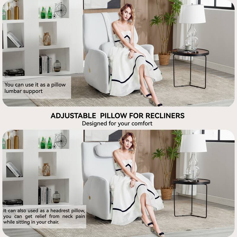 Swivel and Rocker Power Recliner Chair with Lumbar and Neck Support Pillow, Max Swivel Degree 270°, USB and Type-C Ports