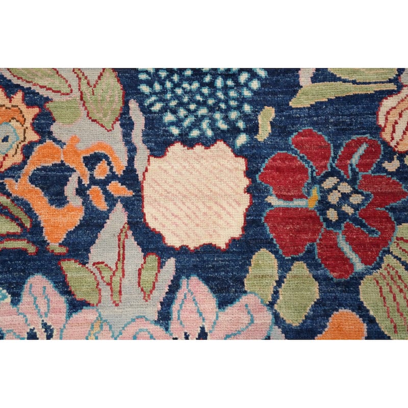Hand Knotted Oriental 100% Wool Carpet Transitional Floral Red Oushak Area Rug - 12' 0'' X 9' 3''