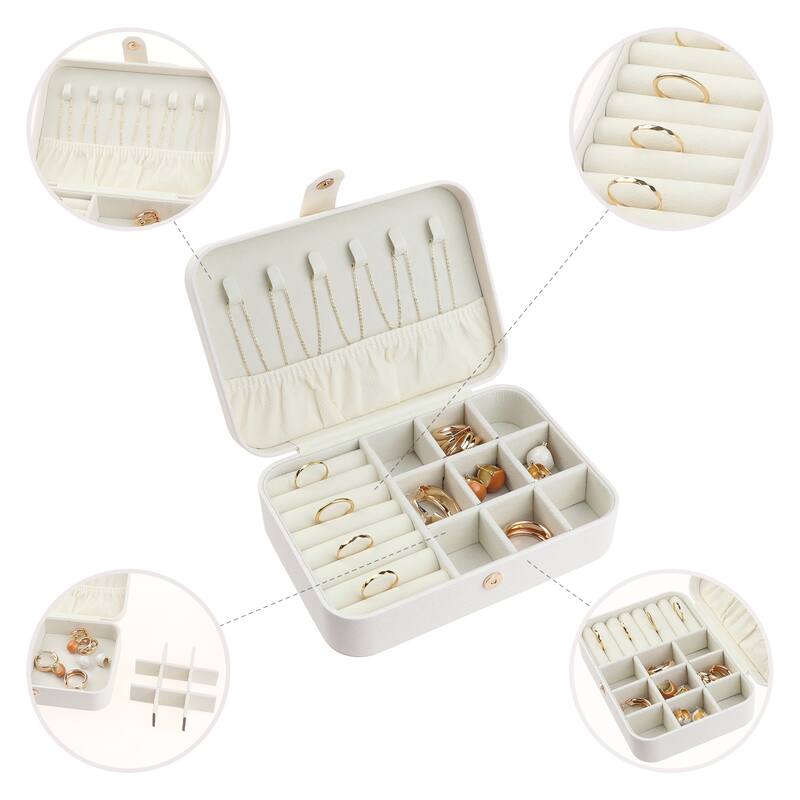 Travel Jewelry Box for Women Girls Birthday Gifts, Small Portable PU Leather Jewelry Organizer Case Storage Display Holder