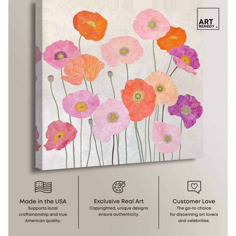 Sunset Poppy Chorus I Canvas by Art Remedy, Gallery Wrapped