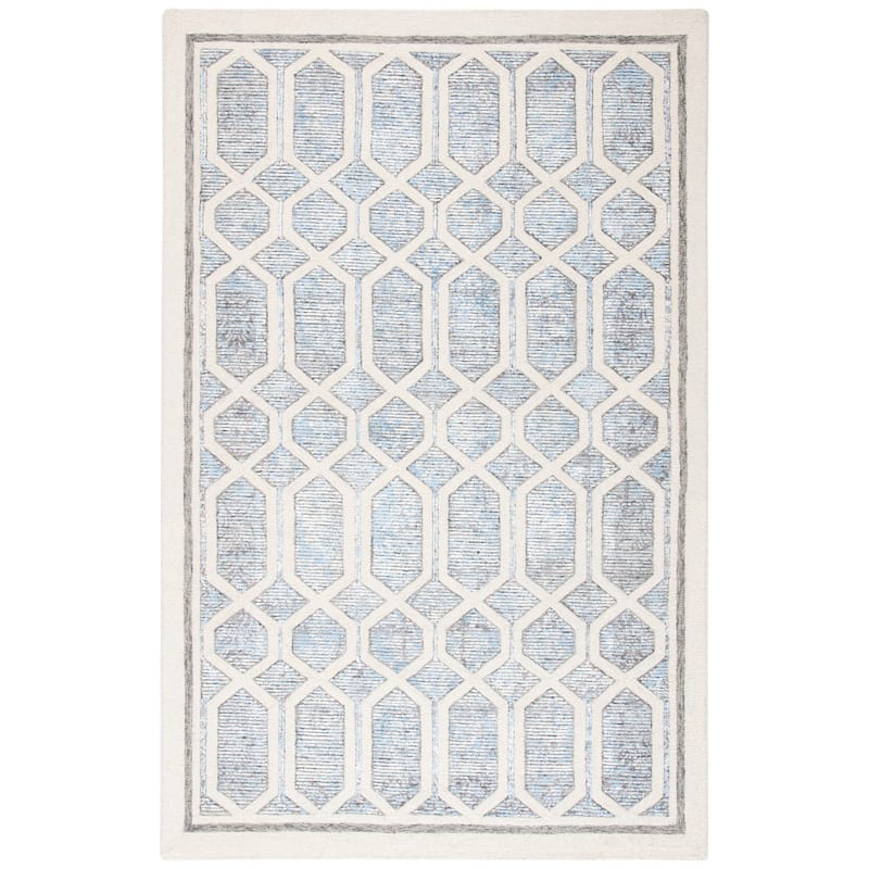 SAFAVIEH, Handmade Artistry Poulia Geometric Wool Rug - 6' x 9' - Ivory/Blue
