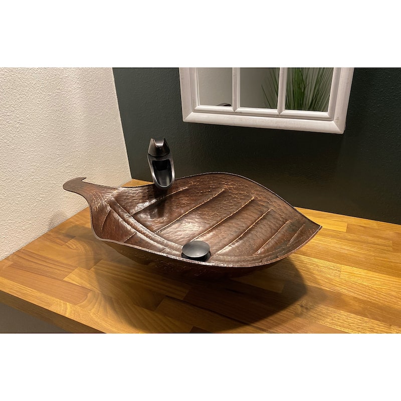 Leaf Vessel Hammered Copper Sink (PVLFDB)