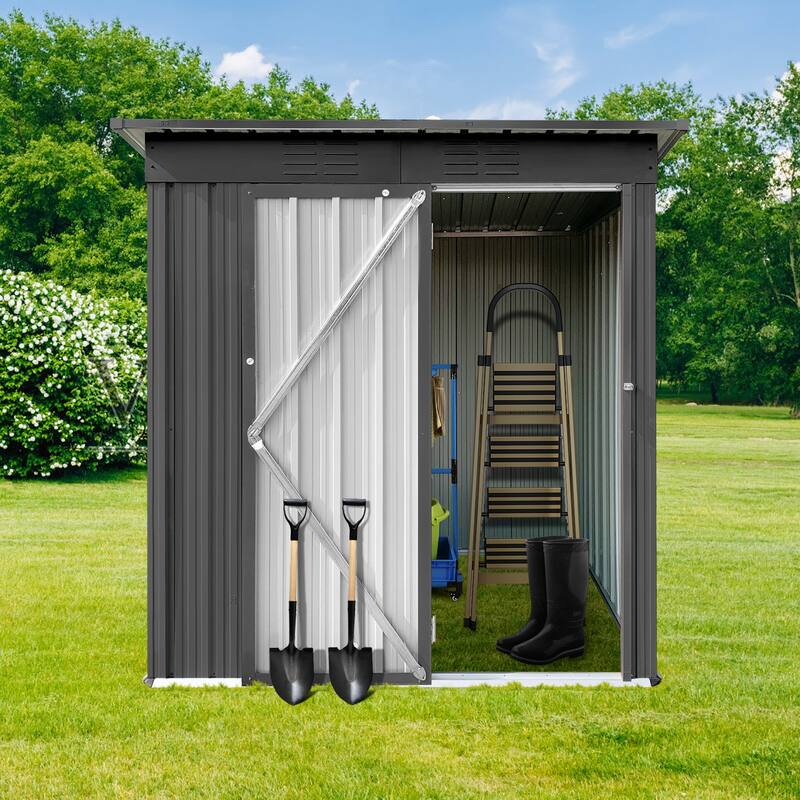 GDFStudio - Metal Garden Shed 5ft x 4ft Outdoor Storage Shed with Hinged Door and Padlock