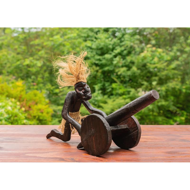 Primitive Firing Cannon Tribal Funny Statue Sculpture Tiki Bar Handcrafted Unique Gift Art - 11" wide x 6.5" tall x 3.5" deep