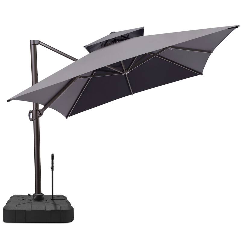13 x 10ft Outdoor Patio Cantilever Offset Umbrella with Base - Dark Grey