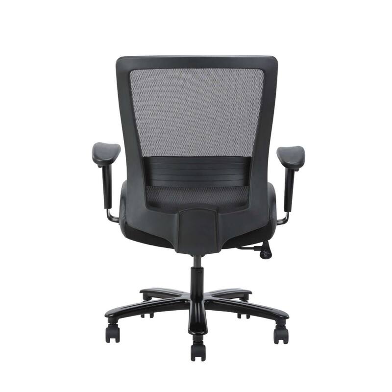 Heavy Duty Office Chair, Black Mesh and Faux Leather, 400lbs Capacity