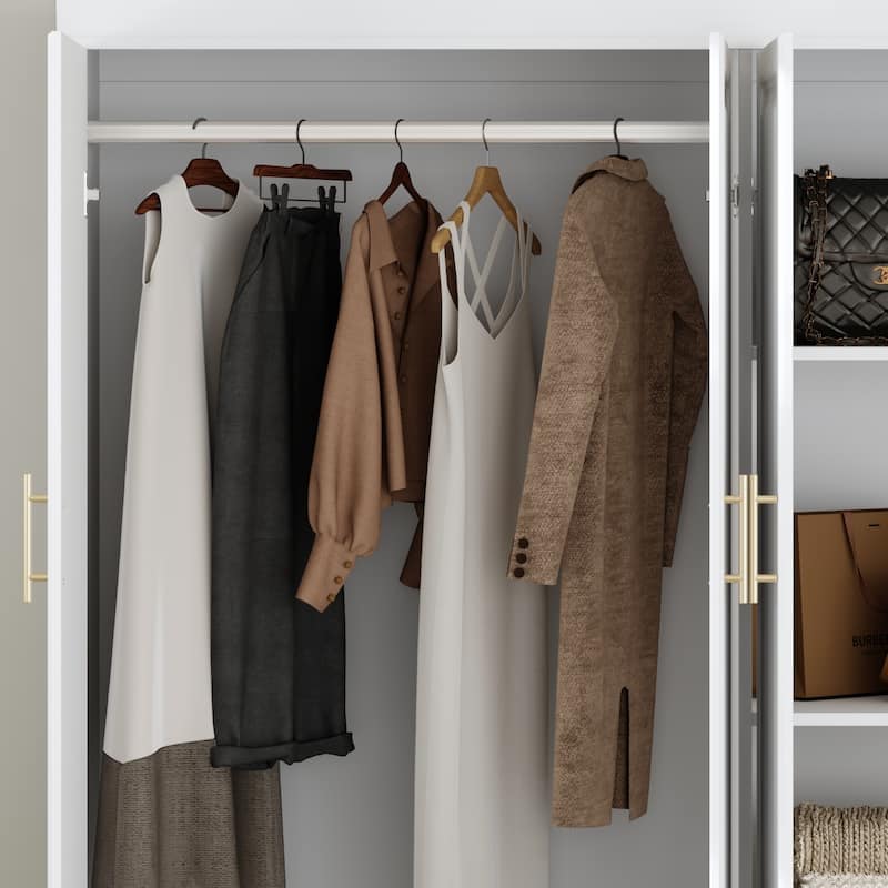 93.9"H/74.2"H Armoires Wardrobe Closet Cabinet Hanging Drawers Storage