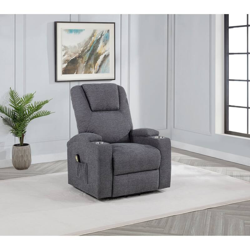 Louie Chenille Upholstered Power Lift Massage Chair