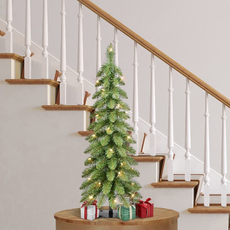 Puleo International 3 ft. Pre-Lit Alpine Pencil Artificial Christmas Tree