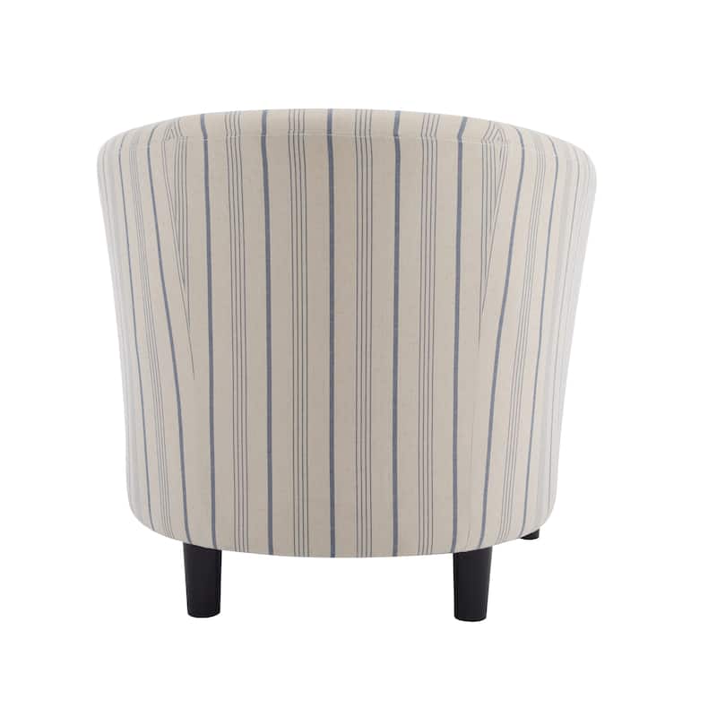 Beige Blue Stripe Club Chair Side Chair Office Chair Coffee Chair Corner Chair Dining Chair Arm Chair with Wood Legs