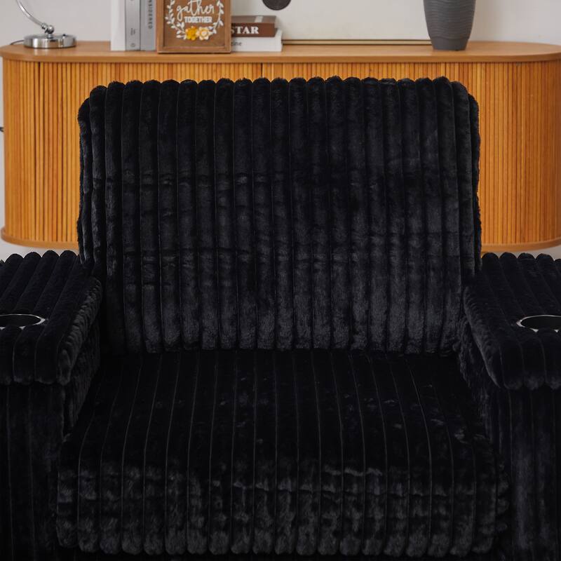 Anmytek 42.5-Inch Corduroy Deep-Seated Single Recliner With Backrest Pillow Cup Holder & Storage Footrest