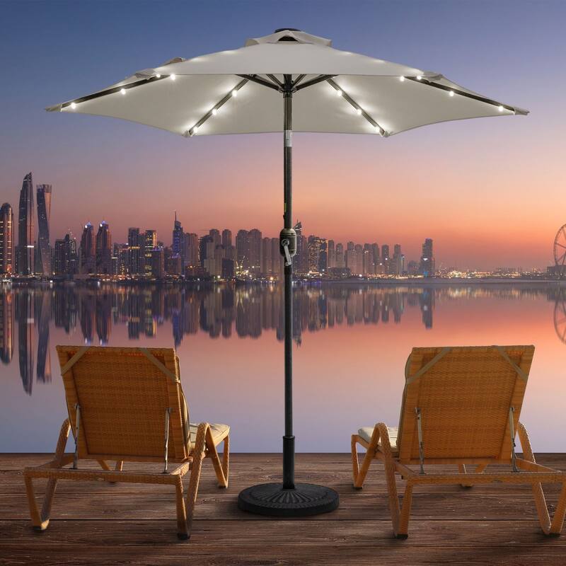 LIVOOSUN Patio 7.5 Feet Market Solar LED Light Umbrella - Beige