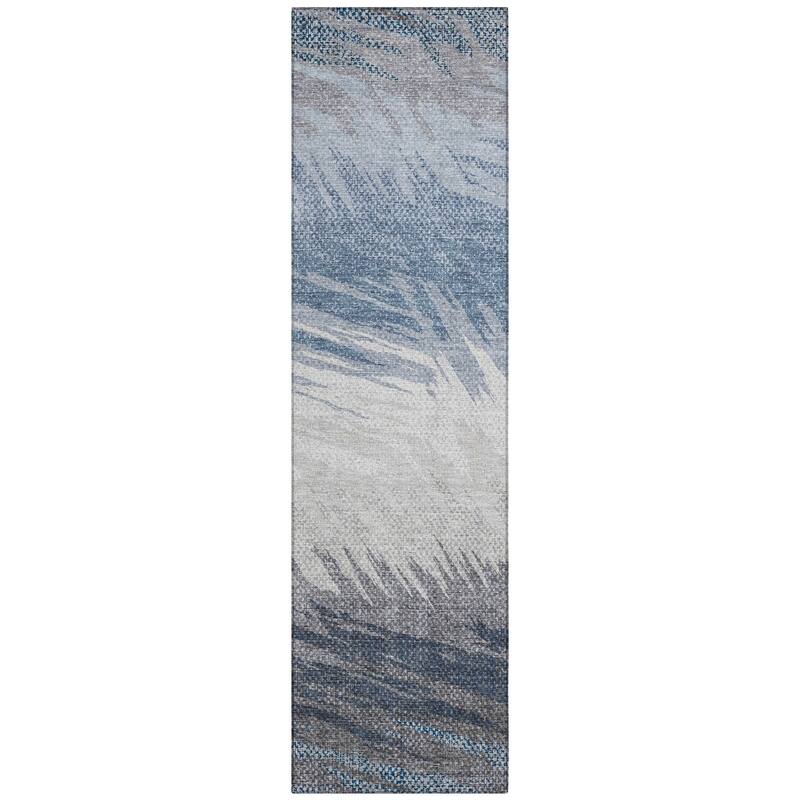 Machine Washable Indoor/ OutdoorAbstract Brushstrokes Chantille Rug