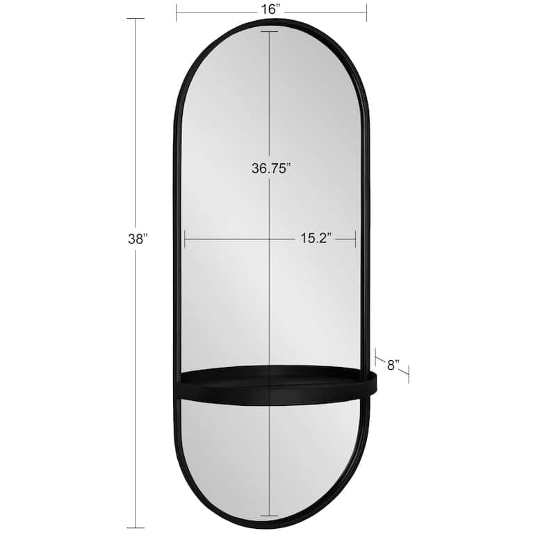 Kate and Laurel Estero Metal Oval Wall Mirror with Shelf