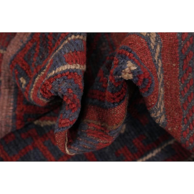 Hand Knotted Oriental 100% Wool Carpet Traditional Tribal Red Balouch Runner Rug - 8' 0'' X 2' 1''