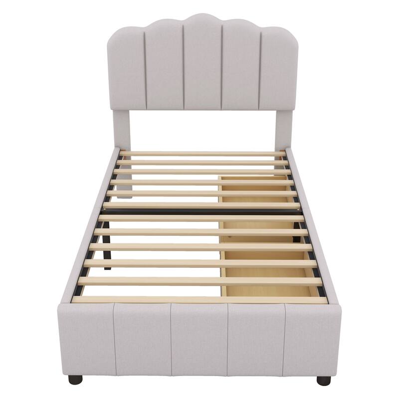 Upholstered Platform Bed with Storage Drawers