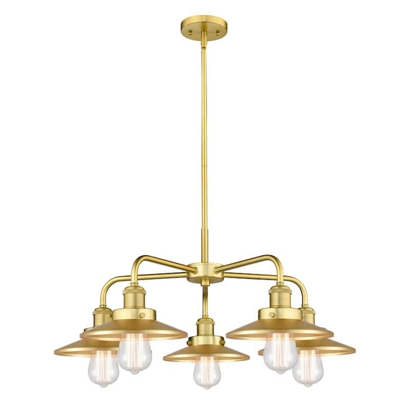 Innovations Lighting Ballston Urban - 5 Light 26" Stem Hung Chandelier - Satin Gold