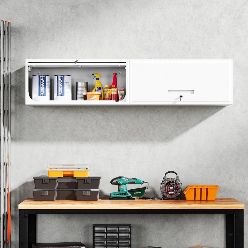 Metal Garage Wall Cabinet with Doors and Shelves, Tool Storage Cabinet for Garage, Kitchen