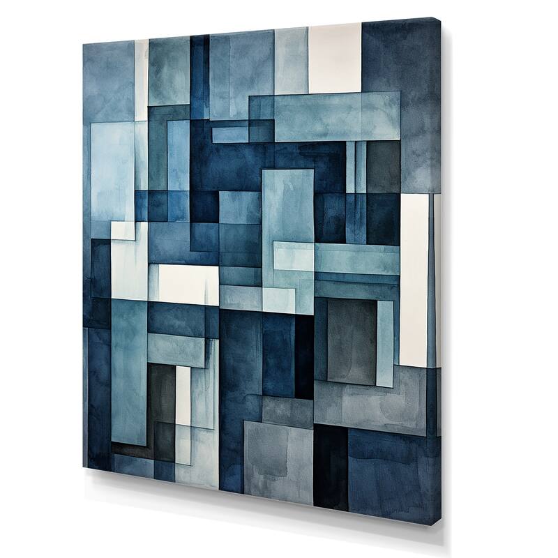 Designart "Indigo Illusion Abstract Shapes II" Abstract Shapes Wall Art