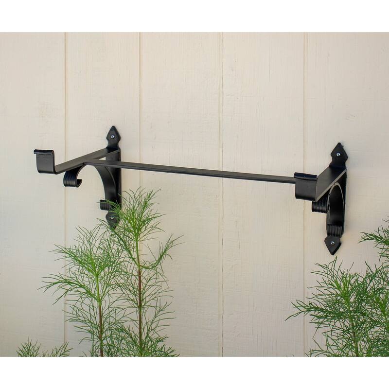 Achla Designs Scrolls Flower Box Bracket, 24 Inch Long, Black Powder Coat Finish