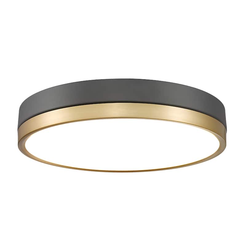 Z-Lite 1006F16-LED Algar 16" Wide LED Flush Mount Drum Ceiling Fixture - Matte Black / Modern Gold