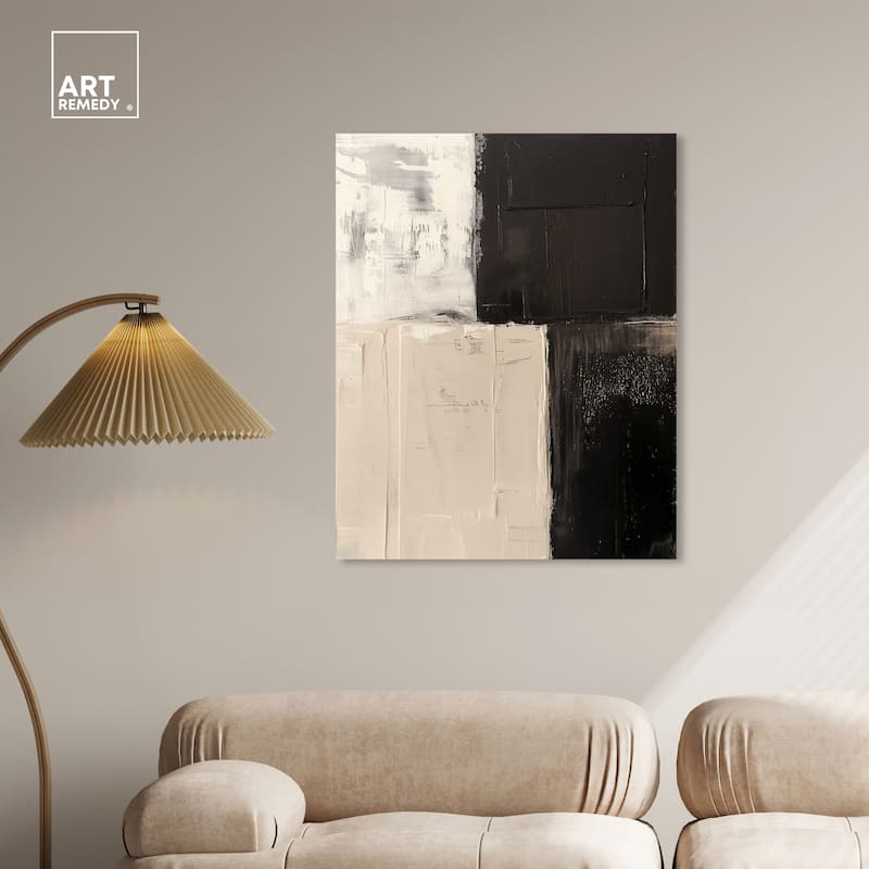 Art Remedy Checkered Gallery Wrapped Abstract Shapes 1 Piece Canvas Wall Art
