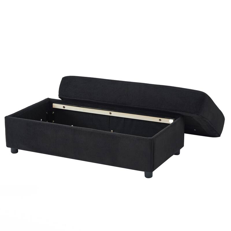 Modern Style Armchair 42.5" Chaise Lounge Sofa Couch with a Movable Storage Ottoman, Two USB Ports, Two Cup Holders