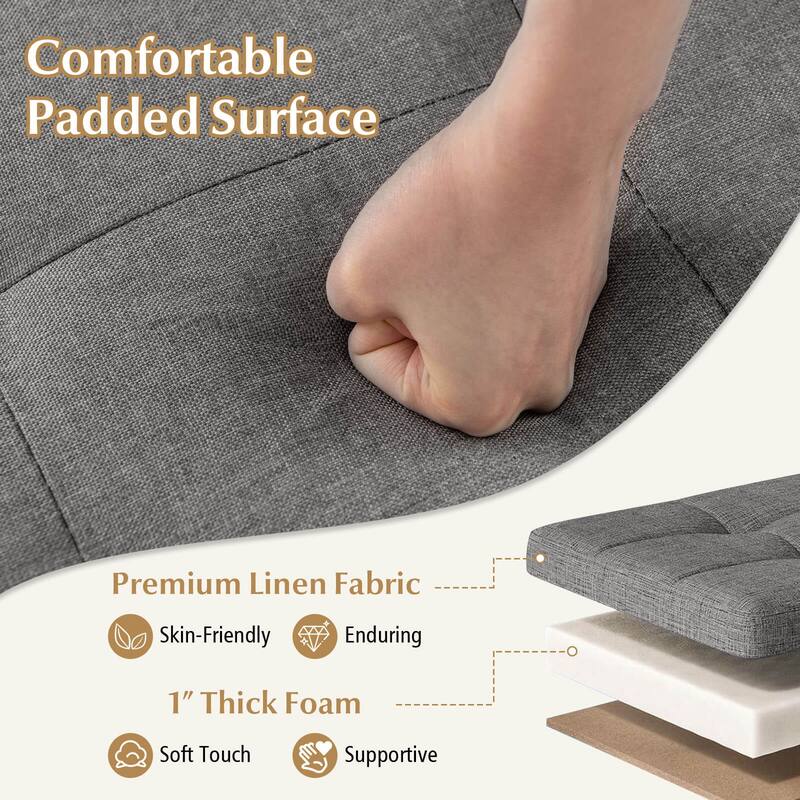 Costway 1/2 PCS 30” Storage Ottoman Bench with Tray Rubber Wood Legs