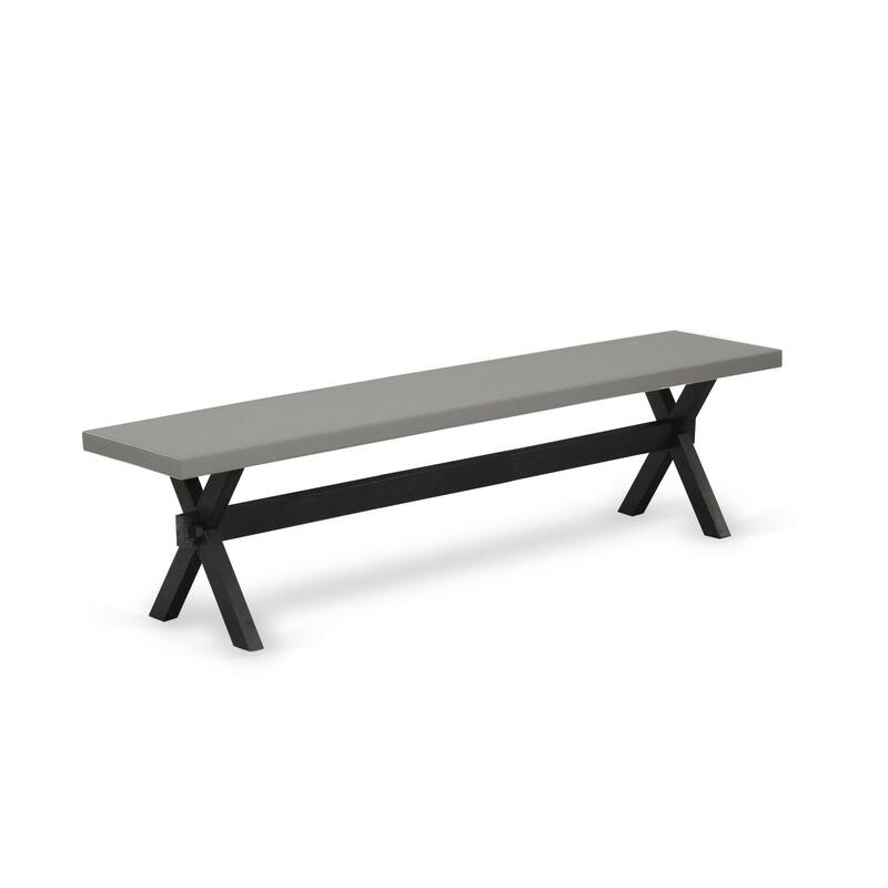East West Furniture X-Style Modern Dining Bench with Wooden Seat, 72x15x18 Inch, Multi-Color (Finish Options)
