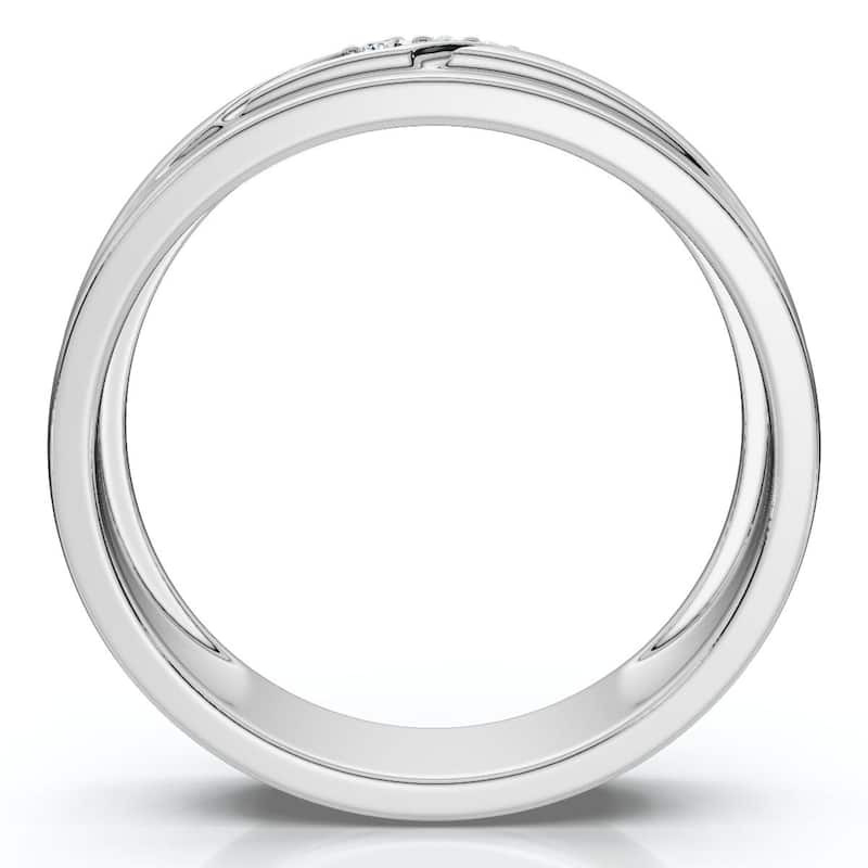 Bliss Diamond 1/16Ct TW Three Stone Men's Brushed Diamond Lab Grown Wedding Ring in Gold