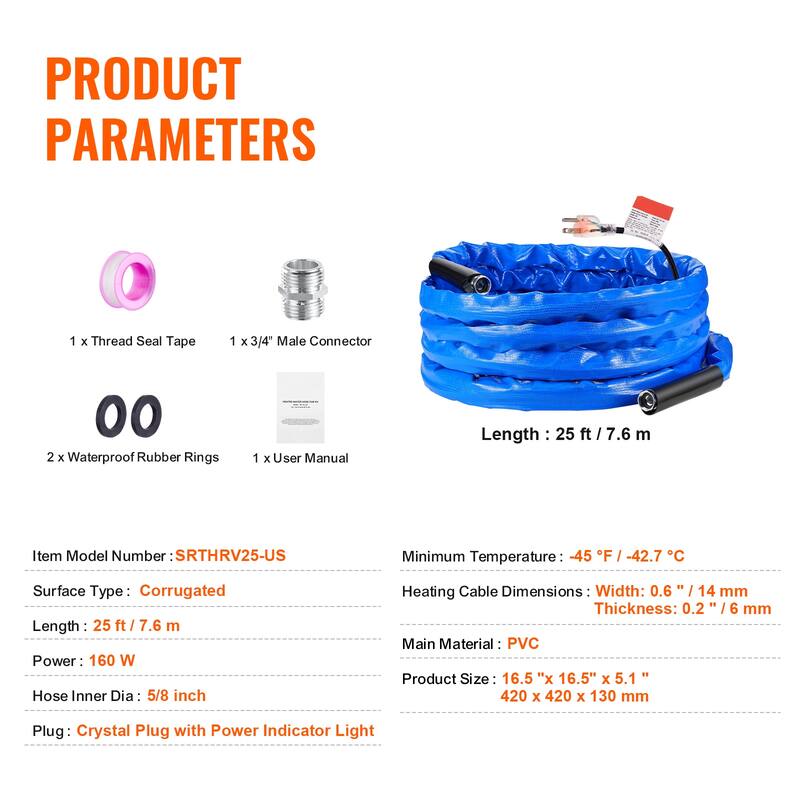 Heated Water Hose for RV, Heated Drinking Water Hose with Corrugated Cover Antifreeze to -45°F, Automatic Self-regulating