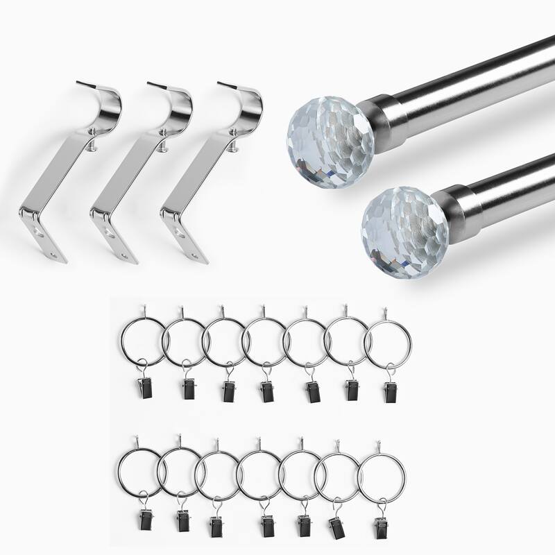 Exclusive Fabrics Glass Sphere Prism Extendable Metal Rod Set, 52 - 144