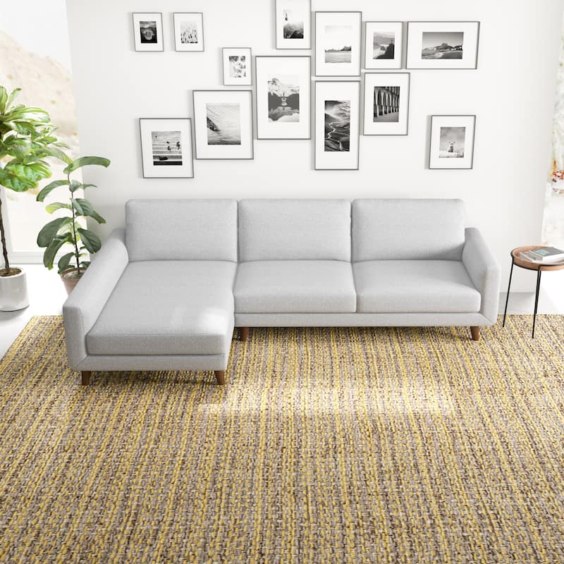 Bellisa Mid Century Modern Living Room Fabric Corner Sectional Couch
