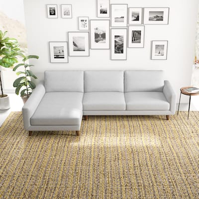 Bellisa Mid Century Modern Living Room Fabric Corner Sectional Couch