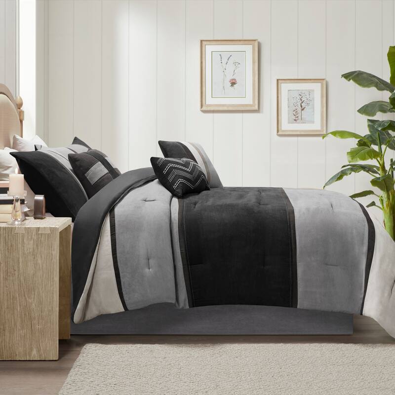 Madison Park Hanover 7 Piece Faux Suede Comforter Set