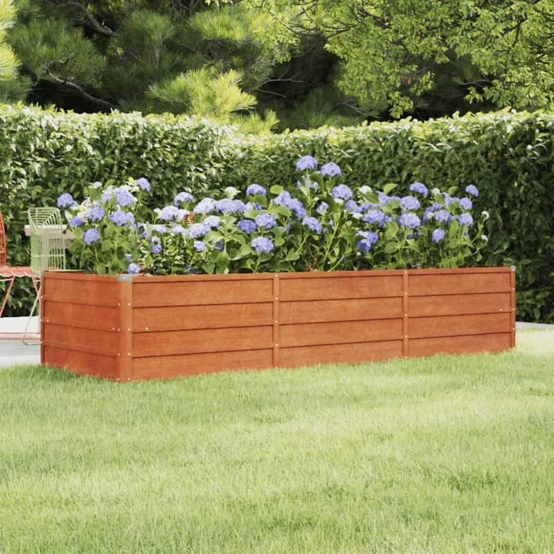 vidaXL Garden Raised Bed Outdoor Patio Backyard Planter Rusty Corten Steel - 94.5 x 31.5 x 17.7 - Brown