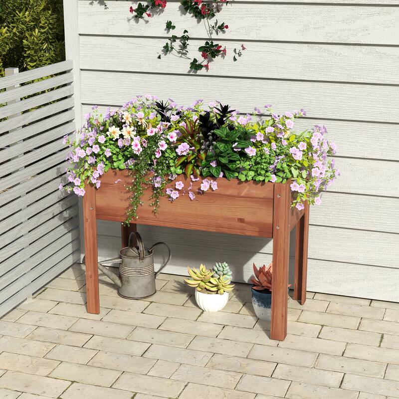 Natural Elevated Planter Box for Outdoor Use with Eco-Friendly Finish