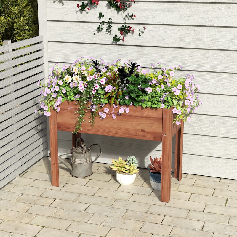 Raised Garden Bed with Legs, Elevated Wooden Planter Box for Outdoor Plants Flowers Fruits Vegetable Herb Growing