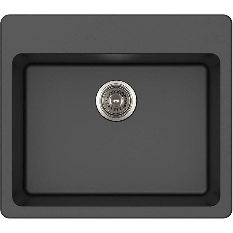 Winpro Granite Quartz 25 x 22" x 9-1/2 Single Bowl Dual Mount Sink - Grey