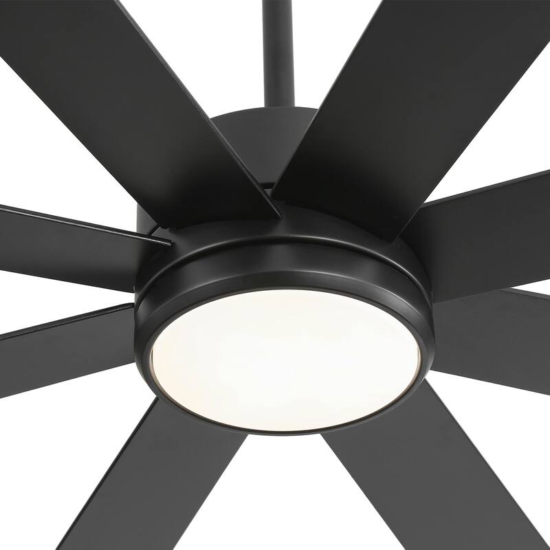 65-inch Black Ceiling Fan with LED Light Remote and Downrod(8-Blade)