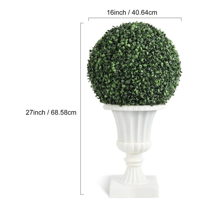 2 pcs Pre-Lit Artificial Plant Topiary Ball for Outdoor Indoor - 27 inch