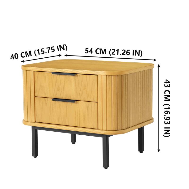 Wood Nightstand with 2 Drawers